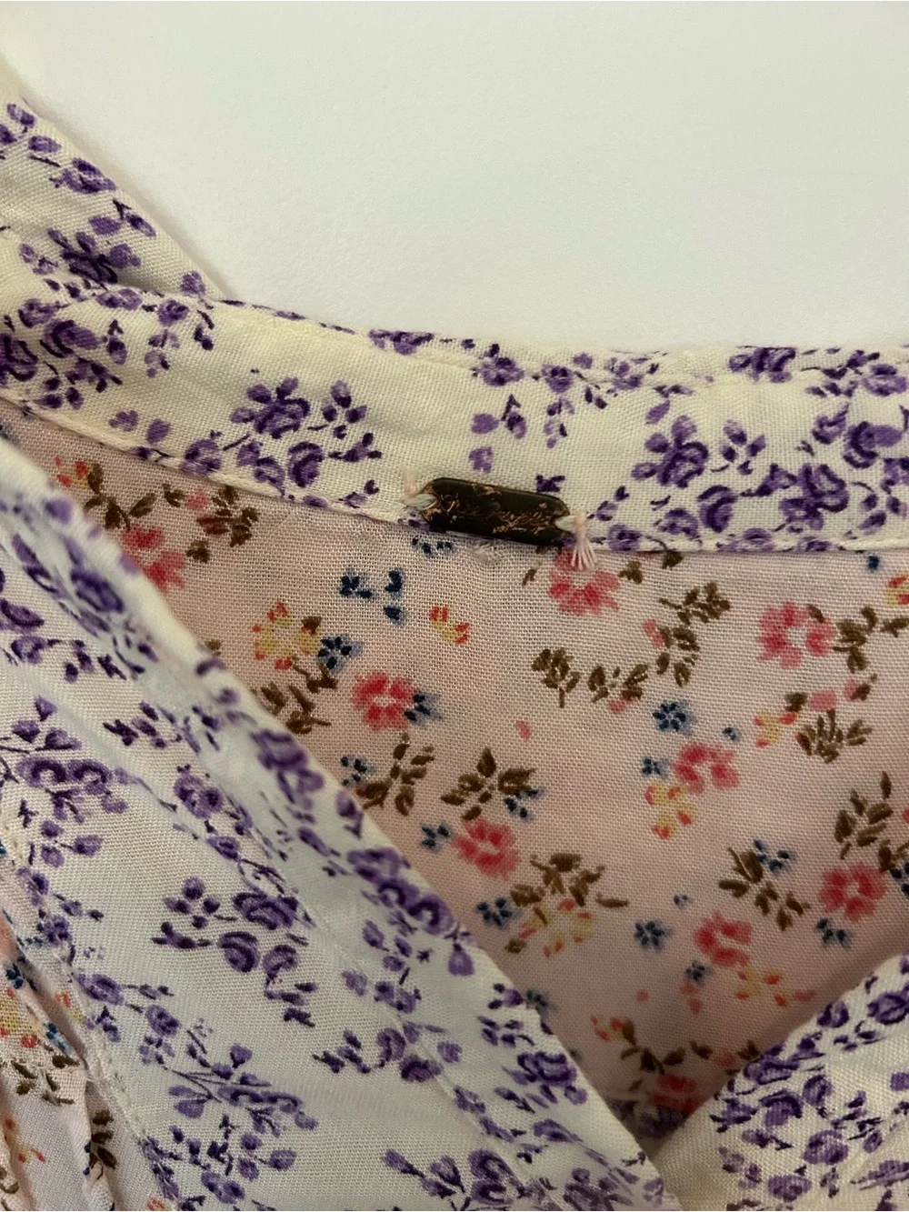 Free People Floral Boho Mini Dress Cottagecore Prairie Ruffle Romantic XS Fit S